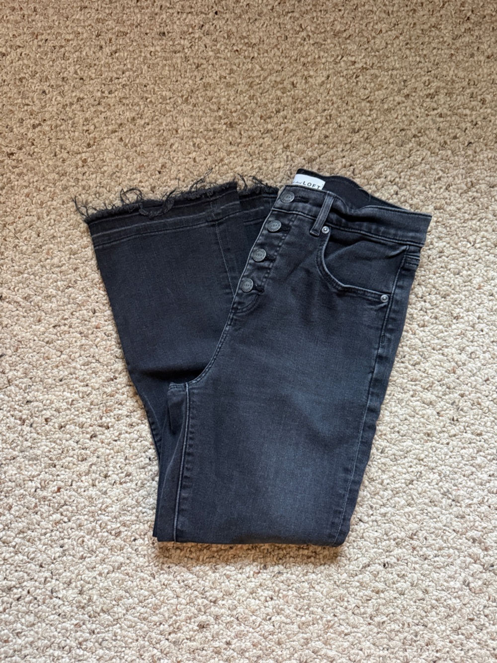 LOFT High Waist Flare Cropped Jeans with Button Fly